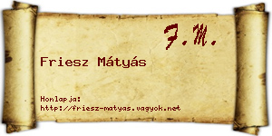 Friesz Mátyás névjegykártya